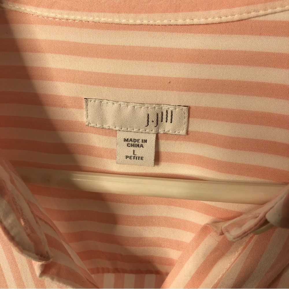 J Jill Pink and White Button Down Shirt Size Large Petite - Picture 5 of 10
